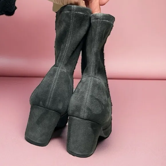 STUART WEITZMAN SIGGY BOOTS NEW SUEDE ANKLE BOOTS GREY 38.5 US 8