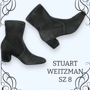 STUART WEITZMAN SIGGY BOOTS NEW SUEDE ANKLE BOOTS GREY 38.5 US 8
