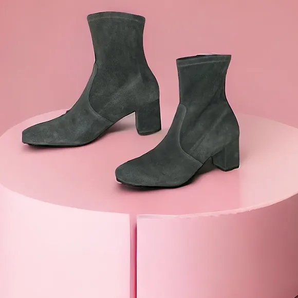 STUART WEITZMAN SIGGY BOOTS NEW SUEDE ANKLE BOOTS GREY 38.5 US 8