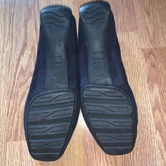 Stuart Weitzman Slip On Suede Loafers Dark Blue