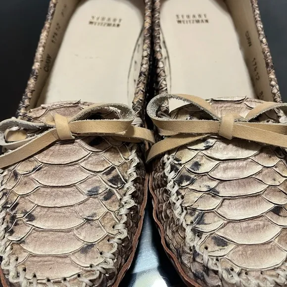 Stuart  Weitzman Snakeskin Leather Loafer Made in Spain Size 8.5