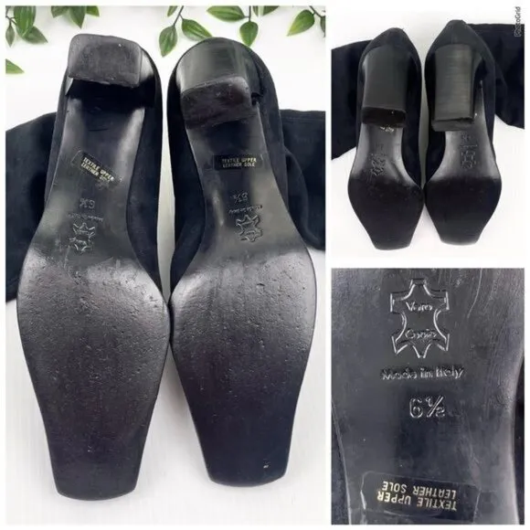 STUART WEITZMAN  Stretch Suede pointy heel black Boots 6.5