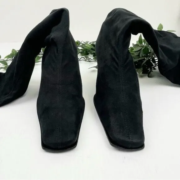 STUART WEITZMAN  Stretch Suede pointy heel black Boots 6.5