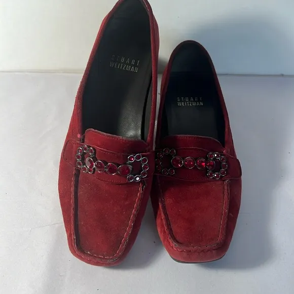 Stuart Weitzman Suede Bling Loafers
