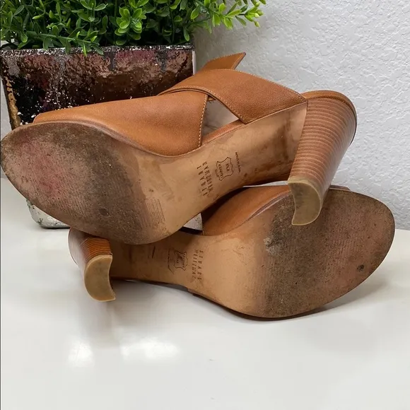 Stuart Weitzman Sunbelt Cognac Leather Dress Sandals Size 8.5