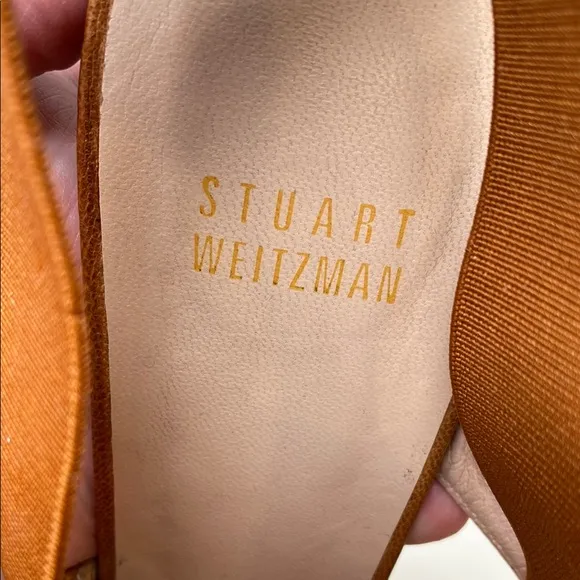 Stuart Weitzman Sunbelt Cognac Leather Dress Sandals Size 8.5