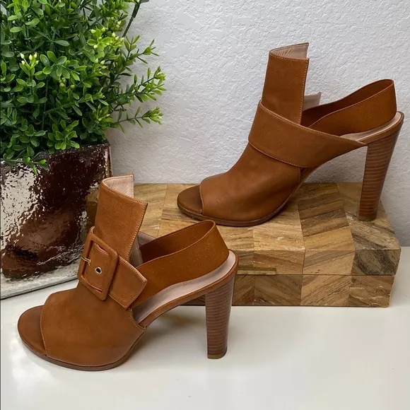 Stuart Weitzman Sunbelt Cognac Leather Dress Sandals Size 8.5