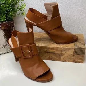 Stuart Weitzman Sunbelt Cognac Leather Dress Sandals Size 8.5