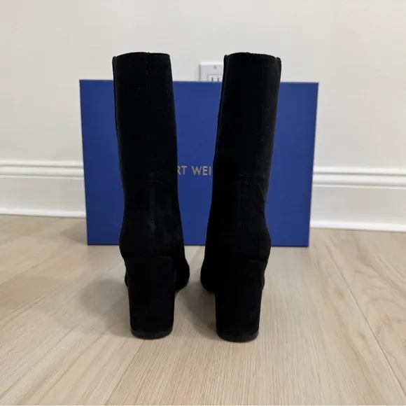 Stuart Weitzman The FIFER 80 Boots Black Suede with Stretch Elastic Size 6