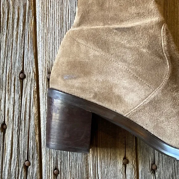 Stuart Weitzman Tieland Over-the-Knee Stretch Suede boots in taupe