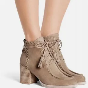STUART WEITZMAN Wallawalla Suede Ankle Boots Natural Size 9.5