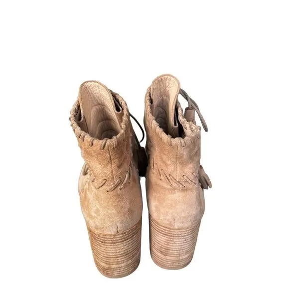 STUART WEITZMAN Wallawalla Suede Ankle Boots Natural Size 9.5