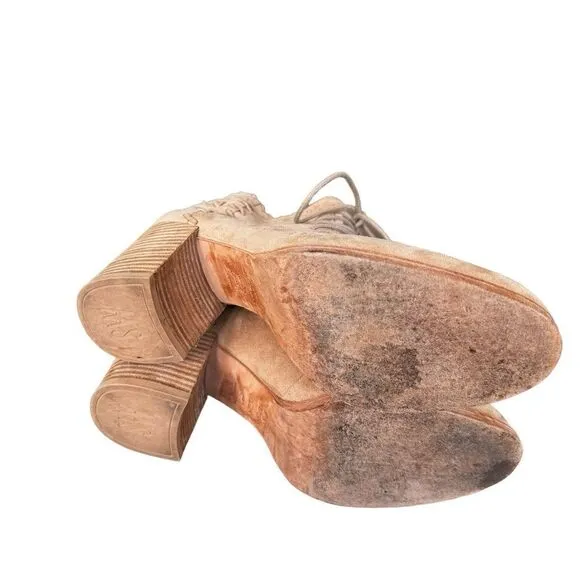 STUART WEITZMAN Wallawalla Suede Ankle Boots Natural Size 9.5