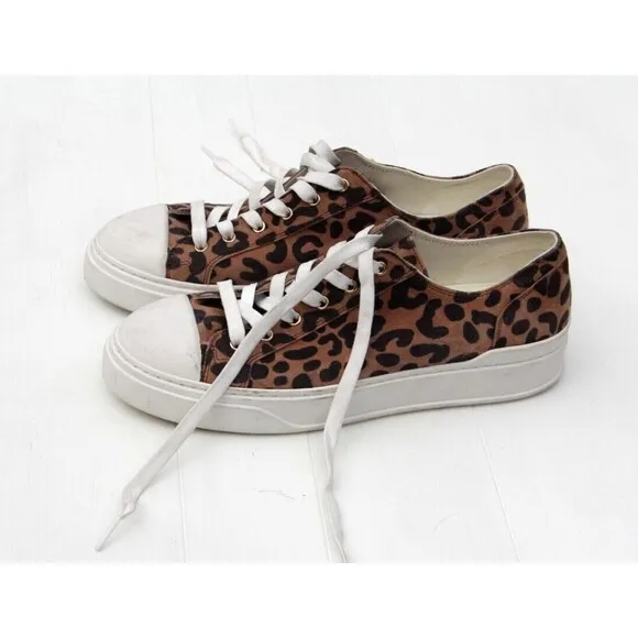 STUART WEITZMAN ​Women Cheetah Ollie Canvas Low Top Lace Up Sneakers US 9 EU 40