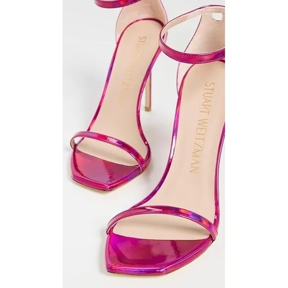 Stuart Weitzman Women's Nudistcurve 100mm Sandals Hot Pink NWOB Size 8