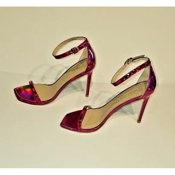 Stuart Weitzman Women's Nudistcurve 100mm Sandals Hot Pink NWOB Size 8