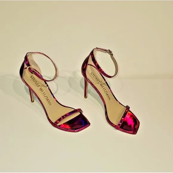 Stuart Weitzman Women's Nudistcurve 100mm Sandals Hot Pink NWOB Size 8