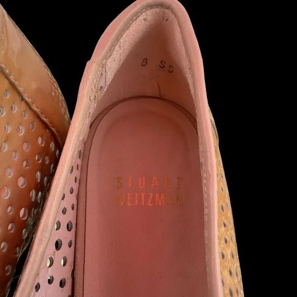 Stuart Weitzman Tan Perforated Loafers with Tassels size 8 SS