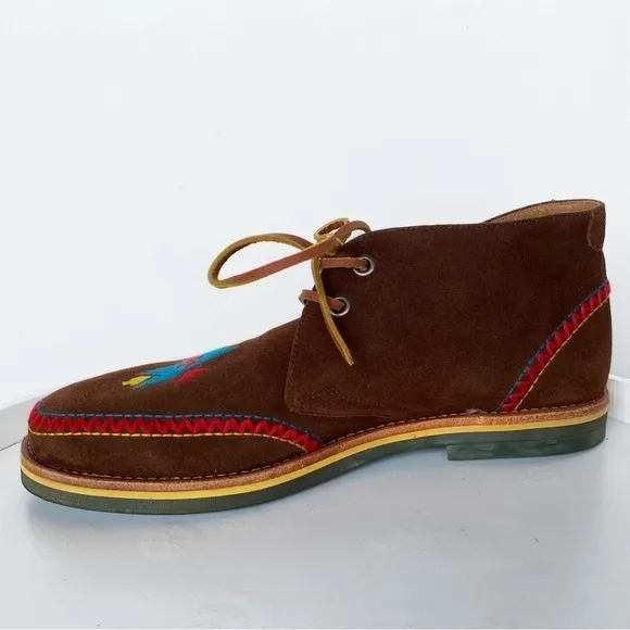 STUBBS &amp; WOOTONN Rare Chukka embroidered leather Moccasin Loafers Mens size 8