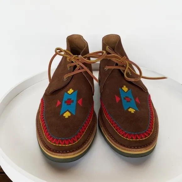 STUBBS &amp; WOOTONN Rare Chukka embroidered leather Moccasin Loafers Mens size 8