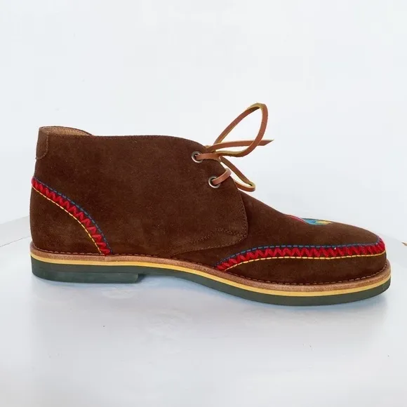STUBBS &amp; WOOTONN Rare Chukka embroidered leather Moccasin Loafers Mens size 8