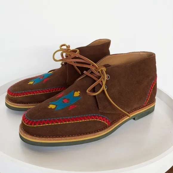 STUBBS &amp; WOOTONN Rare Chukka embroidered leather Moccasin Loafers Mens size 8