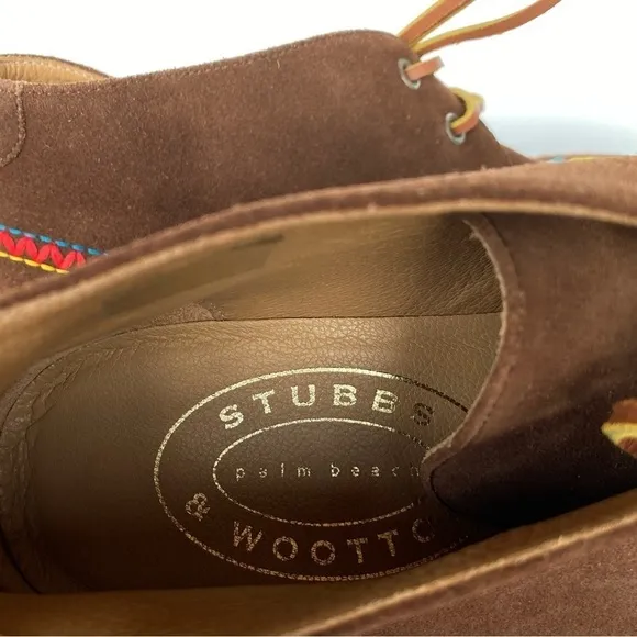STUBBS &amp; WOOTONN Rare Chukka embroidered leather Moccasin Loafers Mens size 8