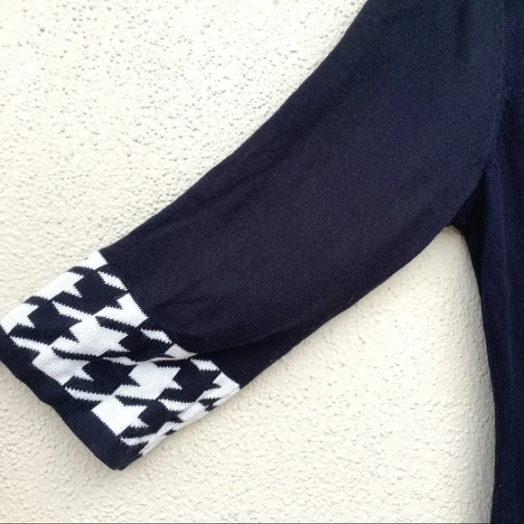 STUDIO I sweater dress houndstooth black white knit shift pockets Plus size 1X