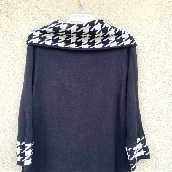 STUDIO I sweater dress houndstooth black white knit shift pockets Plus size 1X