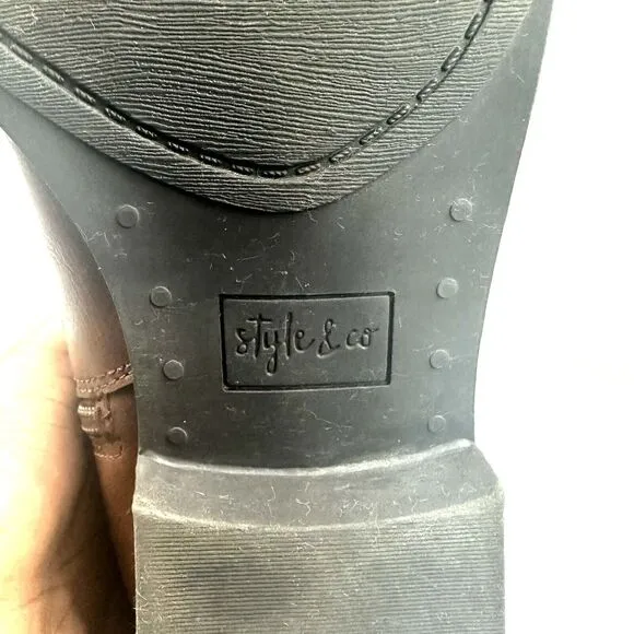 Style &amp; Co Madixe Riding Boots Size 11M Chestnut Brown Womens