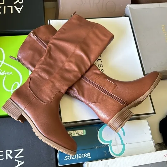 Style &amp; Co. Womens Graciee Faux Leather Knee-High Boots Brown