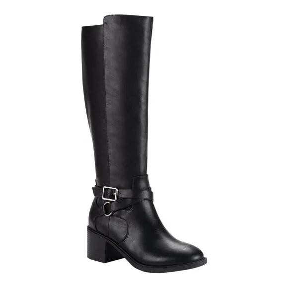 Style &amp; Co Women's Uticaa Belt Heel Riding Boots Black Size 9