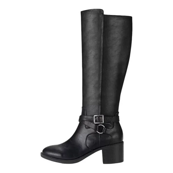 Style &amp; Co Women's Uticaa Belt Heel Riding Boots Black Size 9