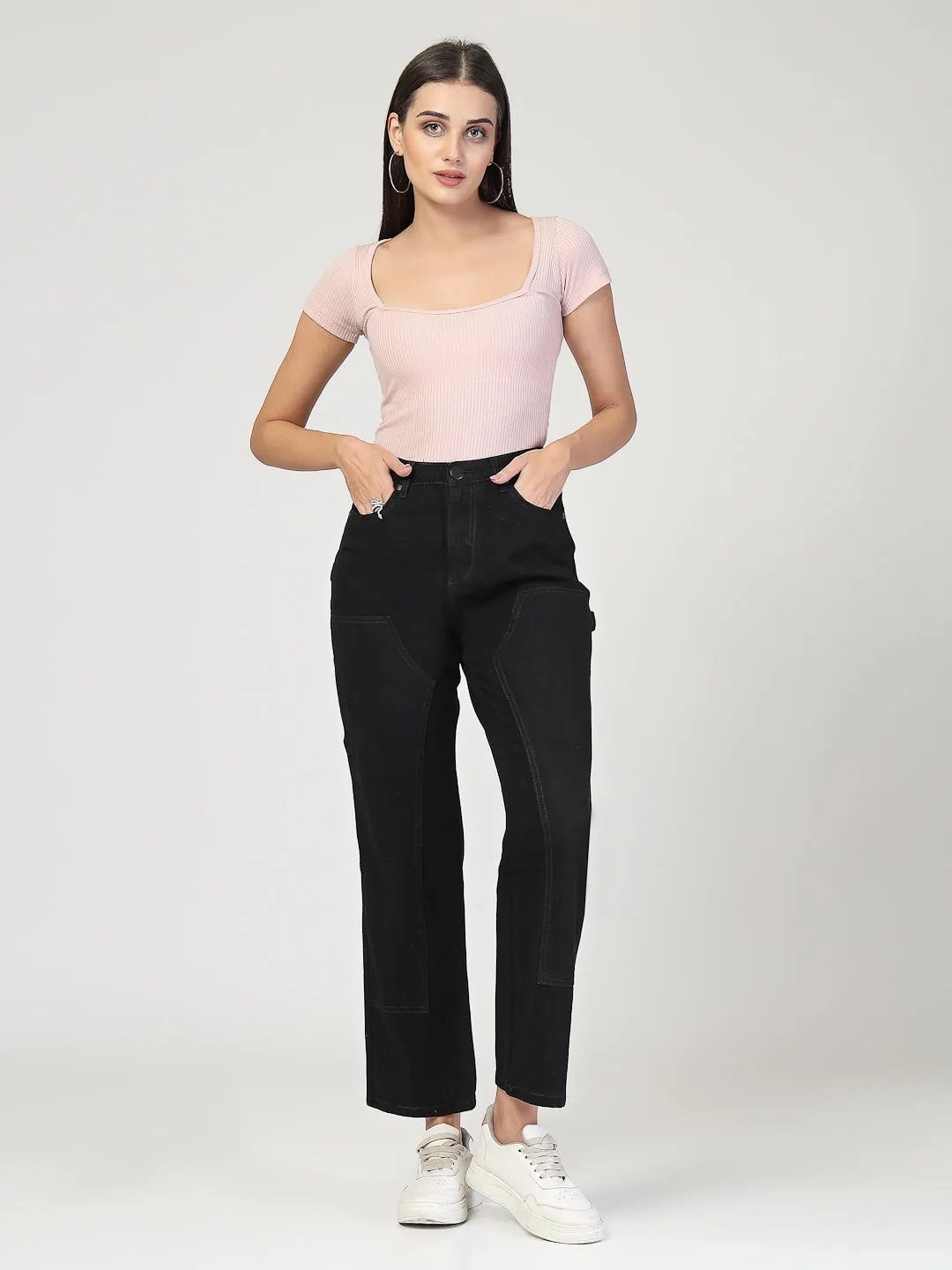 Style Quotient Women Relaxed Fit High Rise Carpenter Jeans