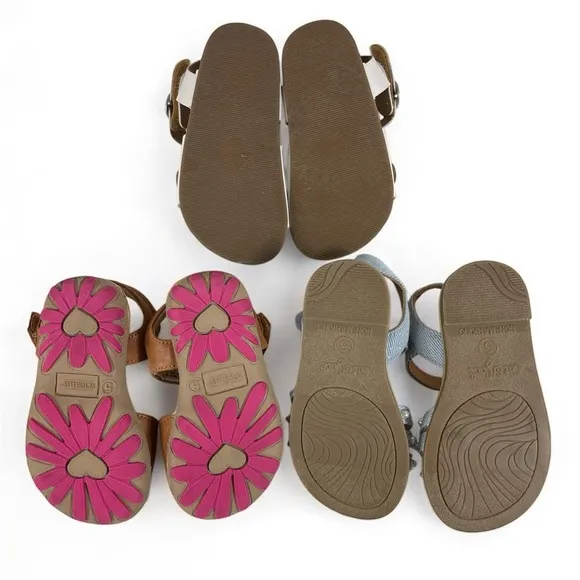 Stylish Kids Sandals Bundle Set Pearl Denim Pink Butterfly Metallic Charm White