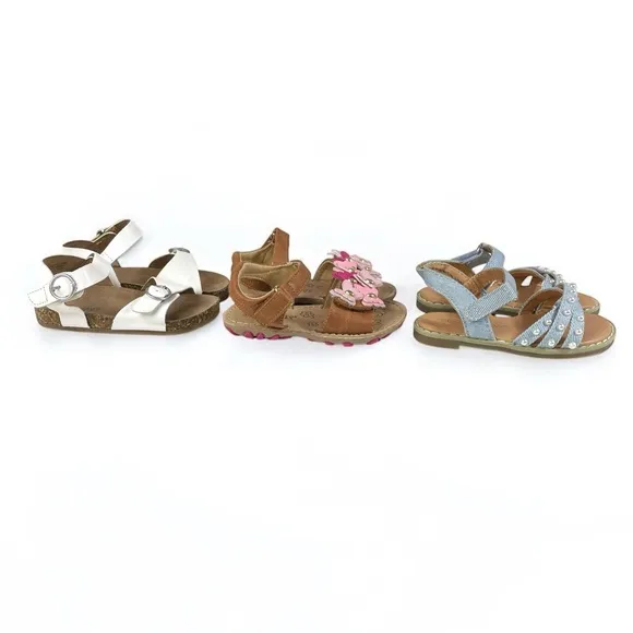 Stylish Kids Sandals Bundle Set Pearl Denim Pink Butterfly Metallic Charm White
