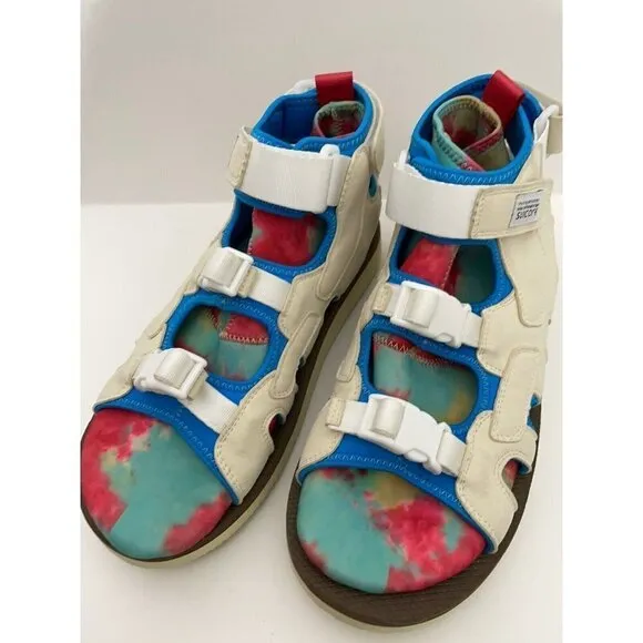 Suicoke Boak 2AB Sandal off White Blue Mens US 8 Womens Size 10 Tie Dye Sock NEW
