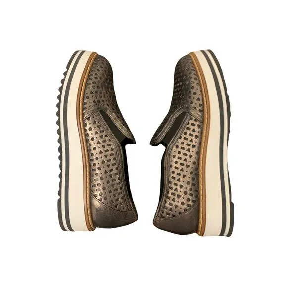 Summit by White Mountain Leather Metallic Bronze Platform  Loafers 40 ITALY