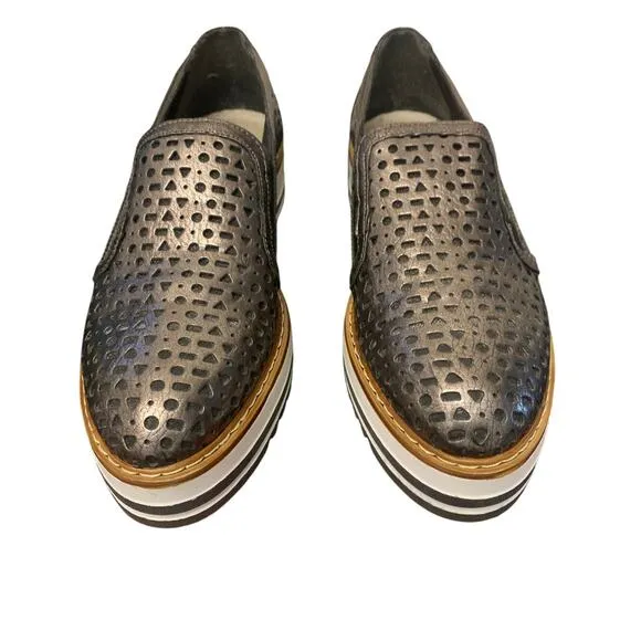 Summit by White Mountain Leather Metallic Bronze Platform  Loafers 40 ITALY