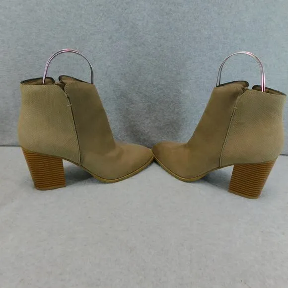 Sun and Stone Gracey Taupe Microsuede Embossed Ankle Boots - Size 8.5 New