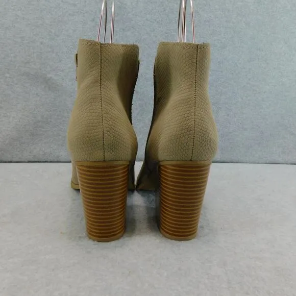 Sun and Stone Gracey Taupe Microsuede Embossed Ankle Boots - Size 8.5 New