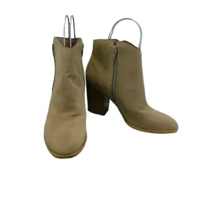 Sun and Stone Gracey Taupe Microsuede Embossed Ankle Boots - Size 8.5 New