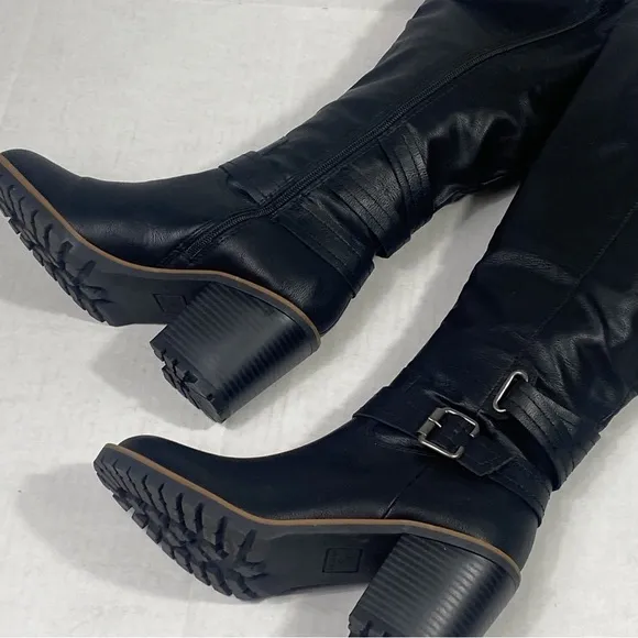 SUN   STONE Viviaan Zipper Buckle Knee-High Boots