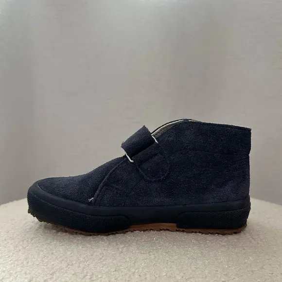 Superga 2173 Kids Strap Slip On Leather Suede Ankle Sneaker Boots Full Blue 12