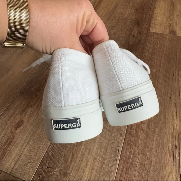 Superga 2790 platform white canvas sneakers size 10