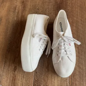 Superga 2790 platform white canvas sneakers size 10