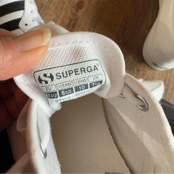 Superga 2790 platform white canvas sneakers size 10