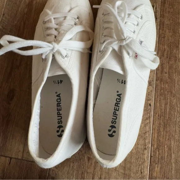 Superga 2790 platform white canvas sneakers size 10