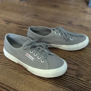 Superga Gray Canvas Sneakers Sz 6.5 Women's 5 Men's Unisex Excel Used Cond Cotu