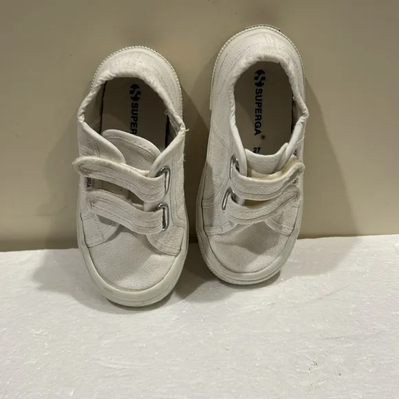 Superga kids unisex canvas hook &amp; loop fastener Sneakers size 10.5 white